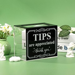 Acrylic Tip Jar for Money Donation Raffle Cash Collection Storage Box for Bar