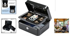 Medium Black Cash Box with Key Lock & Money Tray – 7.87″ x 6.30″ x 3.54″