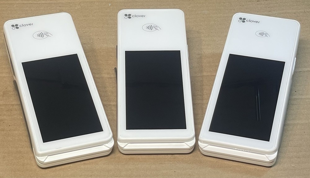 Lot Of 3 Clover Flex C403/401U POS Wi-Fi Touchscreen Handheld Locked Powers On