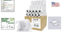 50 Pack of 2-1/4″ x 50′ Lint-Free BPA Free Thermal Paper Rolls, Shrink-Wrapped