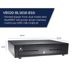 Vasario Series Standard-Duty Cash Drawer with Multipro 320 Interface, Black