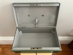 Vintage Green Victa Metal Cash Box with Coin Tray Insert And Key