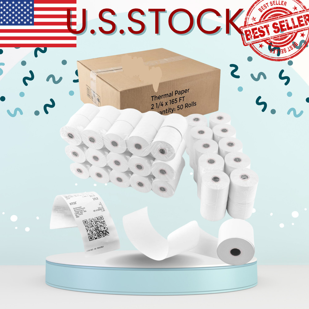 50 Rolls 2 1/4 x 165 Thermal Paper POS Receipt Paper