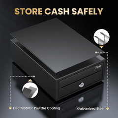 Cash Register Drawer 8″ Mini: 4 Bill 6 Coin Small Cash Drawer Auto Open with Med