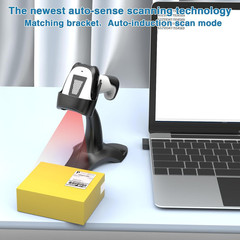 Laser Wireless Handheld Barcode Reader with Stand Bluetooth & 2.4Ghz and USB Wir