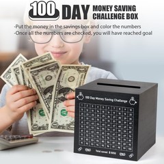 100 Day Money Saving Box, Unbreakable $5,050 Wooden Savings Challenge Box Sav…