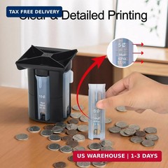 Coin Counter, Coin Sorter Tube, 4-in-1 Coin Sorter and Wrapper Machine, Change C