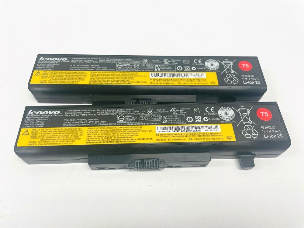 LOT OF 2 Lenovo Battery for IdeaPad Y480 Z480 G580 G480 Z380 Z580 L11S6Y01