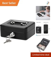 Elegant X-Small Cash Box with Key Lock – 4.92” x 3.94” x 2.28” Portable Safe