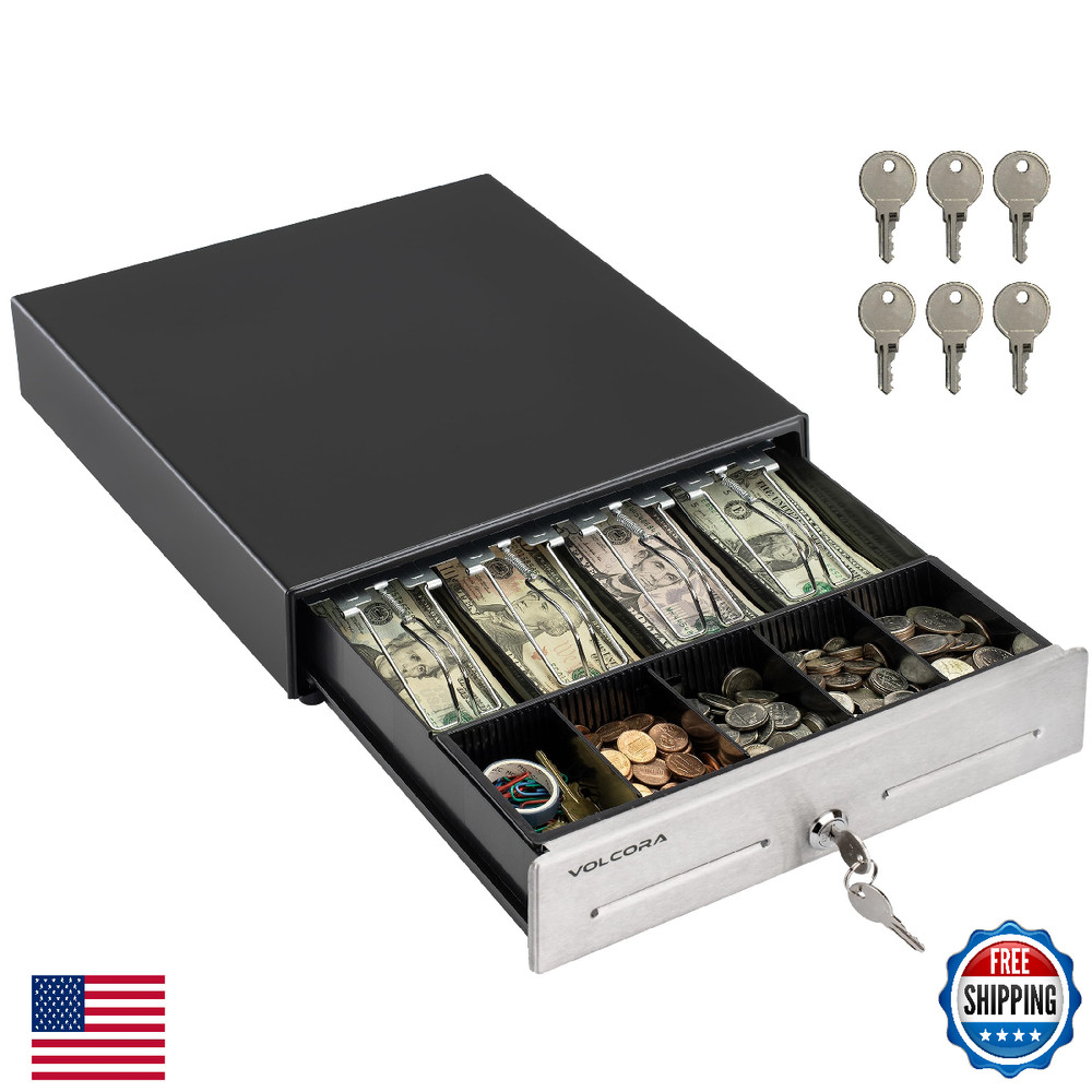 Volcora 13″ Cash Register Drawer for Point of Sale (POS) System, 4 Bill 5 Coin C