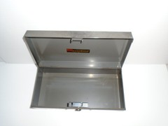Vintage Gray Metal ASCO STEELMASTER Bond Box 10″ x 4 1/2″ x 3″ – No Key