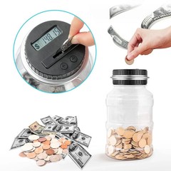 Large Digital Coin Counting Bank 1.8L LCD Coin Jar US Coins Silver