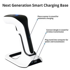 1D/2D Wireless Bluetooth Barcode Scanner: 3-in-1 with stand, USB QR Code Reader