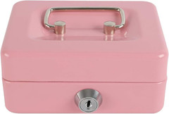 Locking Steel Mini Cash Box with Removable Coin Tray and Key Lock for Kids, 4.92