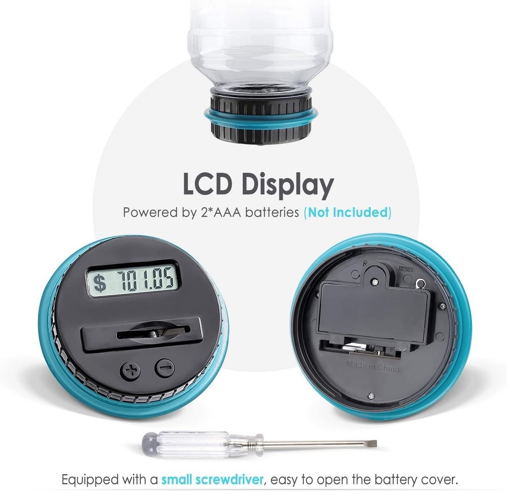 Large Piggy Bank for Boys Adults, Vcertcpl Digital Coin Counting Bank with LCD C