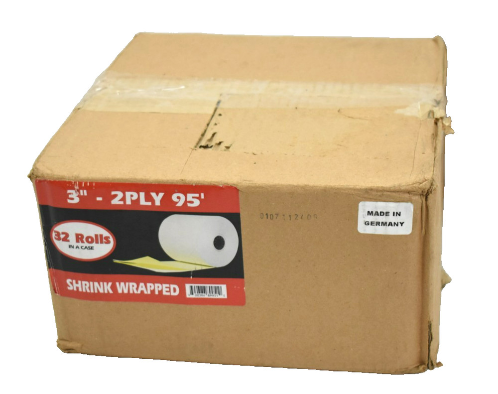 Case 32 Rolls 2 Ply Carbonless Rolls 3″ x 95 ft White Yellow Receipt Paper POS