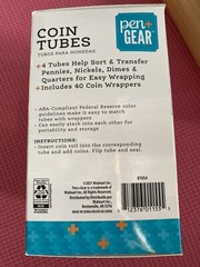 Pen Gear Coin Tubes 4 Tubes to Sort Coins & 40 Coin Wrappers – New