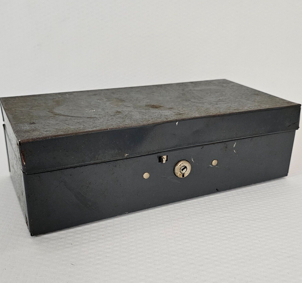 Asco Vintage Lock Box Moldmaster Cash Till Portable 10x5x3 NO KEY Gray Metal