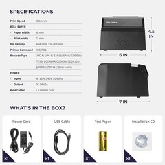 Volcora Thermal Receipt Printer, 80mm USB/Ethernet POS QR Code Printer with A…