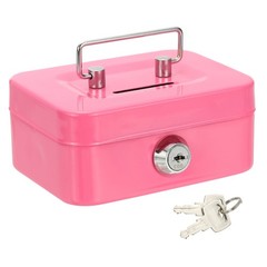 Mini Safe Box Cash Boxes Piggy Bank Mini Money Saving Boxes with Keys, Pink