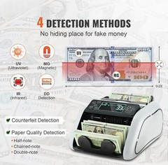 Vevor Electric Bill Counter w/ External Display, Counterfeit Detect, Batch/Add