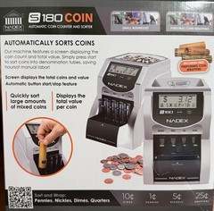 Nadex S180- Automatic Coin Counter and Sorter Machine (w/ extra coin sleeves)