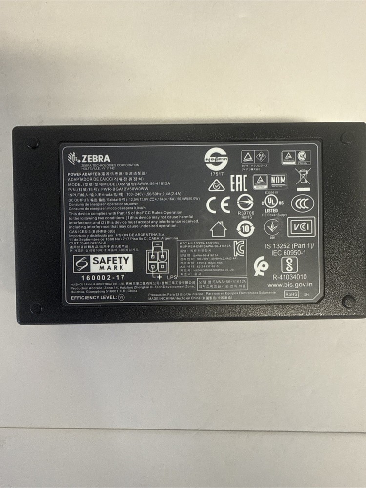ZEBRA SAWA-56-41612A 12V 4.16A 50.0W AC ADAPTER