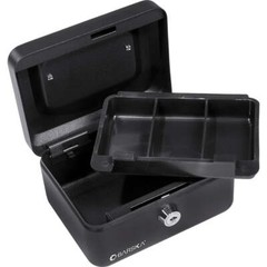 BARSKA 6 Inch Small Steel Cash Box Safe w/ Removable Tray and Key Lock, CB11828