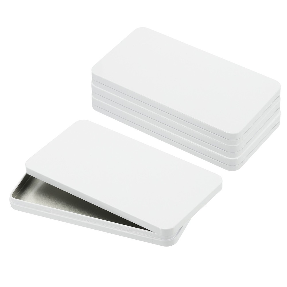 4 x Small Cash Box Money Holder Metal Tin Box Cash Tray Organizer, White