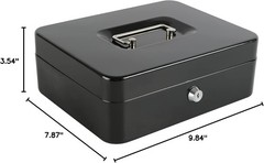 Locking Steel Large Cash Box with Removable Coin Tray and Key Lock,9.84″x 7.8…