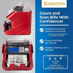 CARNATION Bill Cash Money Bank Counter CR2300 Counterfeit UV & MG Detection