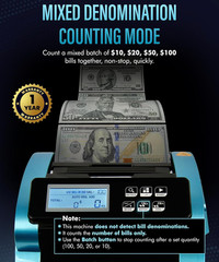 Money Counter Machine 1000 Bills/Min High-Speed Bill Counter with UV/MG/IR/DD De