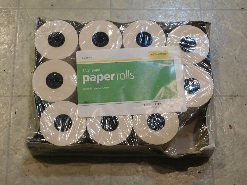 Office Max 2 1/4″ Bond Paper Rolls (11) 130′ Rolls