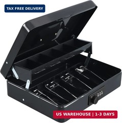 xydled Cash Box with Money Tray and Combination Lock,Tiered, Cantilever Design,4
