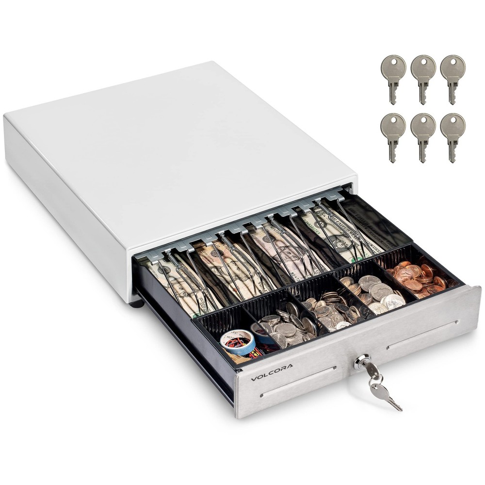 Volcora 13″ Cash Register Drawer for Point of Sale System with 4 Bill 5 Coin …