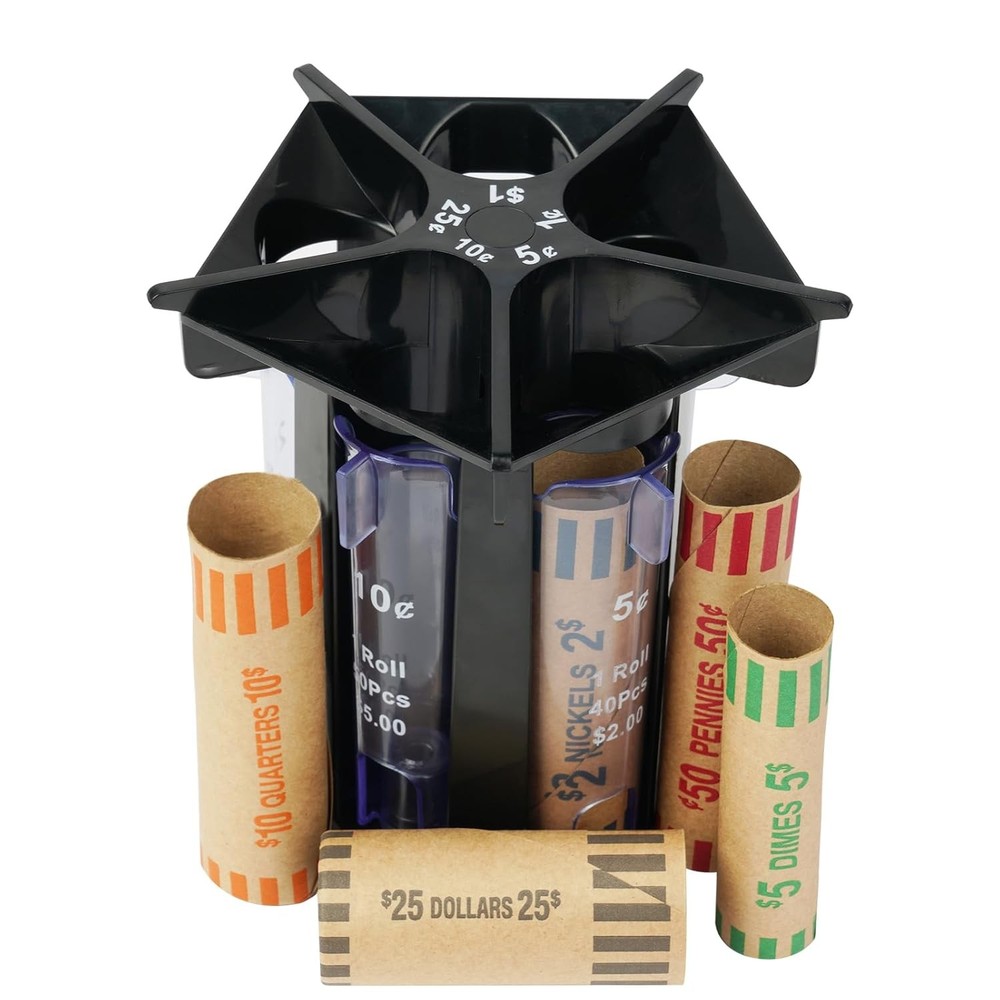 5 in 1 Electronic Coin Sorter Counter with Coin Wrappers and Coin Tube