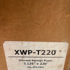 XWP-T220 Thermal Receipt Paper Roll 3 1/8 in (80mm) x 220 ft BPA-Free QTY 35