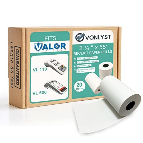 Receipt Paper Roll for Valor Paytech VL 110 and VL 500 Credit Card Machine 20…