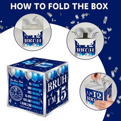 15th Birthday Blue Silver Pull Out Money Gift Box Cash Present Surprise Party