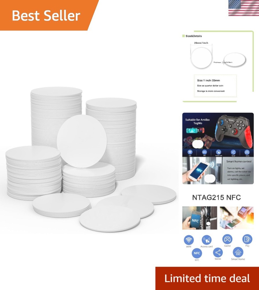 10Pcs NTAG215 NFC Tags – Customizable White Coin Cards for Android Devices