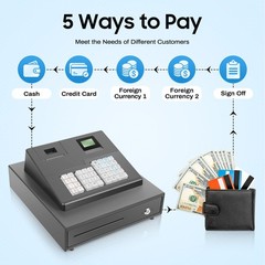 Electronic Cash Register, 39 Keys Raised Keyboard thermal cash register US STOCK