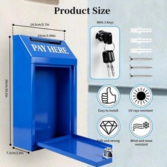 Locking Metal Cash Box with Key – 10.2″x5.7″x2.8″ Money Collection Safe for F…