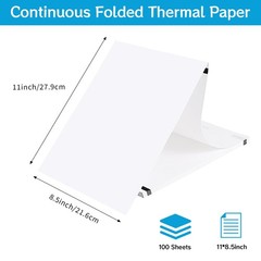 Thermal Printer Paper 8.5 x 11 Inch, 100 Sheets US Letter Size Continuous Fol…