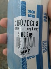 Self Sealing Currency Straps, Money Bands, $100 Blue, 1000 pack