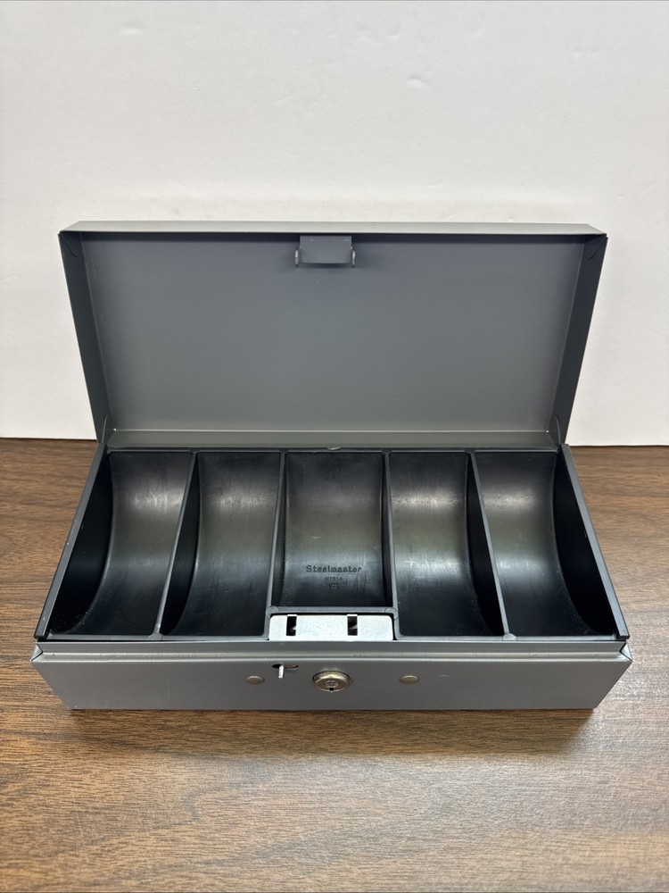 VINTAGE Metal Cash Box Steelmaster Removable Tray 10”x3”x4.5” USA No Key