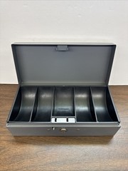 VINTAGE Metal Cash Box Steelmaster Removable Tray 10”x3”x4.5” USA No Key