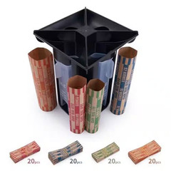 4-In-1 Coin Counter & Sorter Tube Set with Holder Piggy Bank Penny Nickel Dime Q
