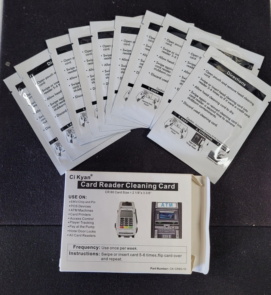 Ci Kyan CR80 Credit Card Reader Cleaner, POS Swipe Terminal Cleaning Cards (1C)