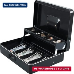 xydled Cash Box with Money Tray and Combination Lock,Tiered, Cantilever Design,4