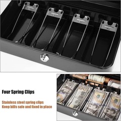 Cash Box with Tray Metal Locking Black New